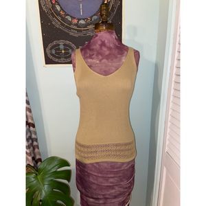 Pierre Cardin Tan V-Neck Knit Tank - M